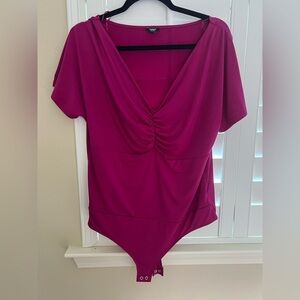 Express XL Magenta Ruched Bodysuit